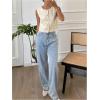 imageSOLY HUX Womens Button Down Crop Vest Waistcoat Vintage Sleeveless Crew Neck Jacket OuterwearPure Apricot