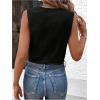imageSOLY HUX Womens Button Down Sleeveless Vest V Neck Crop Tank Tops Business Work WaistcoatPlain Black