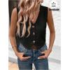 imageSOLY HUX Womens Button Down Sleeveless Vest V Neck Crop Tank Tops Business Work WaistcoatPlain Black