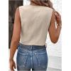 imageSOLY HUX Womens Button Down Sleeveless Vest V Neck Crop Tank Tops Business Work WaistcoatPlain Khaki