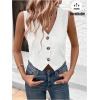 imageSOLY HUX Womens Button Down Sleeveless Vest V Neck Crop Tank Tops Business Work WaistcoatPlain White