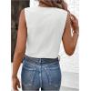 imageSOLY HUX Womens Button Down Sleeveless Vest V Neck Crop Tank Tops Business Work WaistcoatPlain White