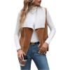 imageSOLY HUX Womens Casual Open Front Lapel Suede Vest Jacket Sleeveless Fleece Outerwear CoatPure Brown
