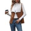 imageSOLY HUX Womens Casual Open Front Lapel Suede Vest Jacket Sleeveless Fleece Outerwear CoatPure Brown