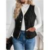 imageSOLY HUX Womens Fleece Puffer Vest Jacket V Neck Sleeveless Button Down Warm Outerwear CoatPure Black