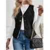 imageSOLY HUX Womens Fleece Puffer Vest Jacket V Neck Sleeveless Button Down Warm Outerwear CoatPure Black