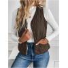 imageSOLY HUX Womens Fleece Puffer Vest Jacket V Neck Sleeveless Button Down Warm Outerwear CoatSolid Coffee Brown
