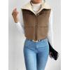 imageSOLY HUX Womens Fleece Puffer Vest Sleeveless Crop Teddy Jacket Zip Up Winter Coat OuterwearChocolate Brown