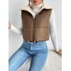 imageSOLY HUX Womens Fleece Puffer Vest Sleeveless Crop Teddy Jacket Zip Up Winter Coat OuterwearChocolate Brown