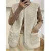 imageSOLY HUX Womens Fleece Sweater Vest Zip Up Sleeveless Sherpa Tank Top Jackets with PocketsPure Apricot