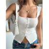 imageSOLY HUX Womens Ribbed Button Down Tank Tops Square Neck Sleeveless Summer Tight Vest ShirtsSolid White