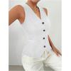 imageSOLY HUX Womens Sleeveless V Neck Button Front Blazer Vest WaistcoatPlain White