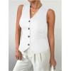 imageSOLY HUX Womens Sleeveless V Neck Button Front Blazer Vest WaistcoatPlain White