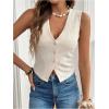 imageSOLY HUX Womens Sleeveless Vest V Neck Button Down Tank Top Summer Waistcoat CardiganPlain Apricot