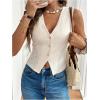 imageSOLY HUX Womens Sleeveless Vest V Neck Button Down Tank Top Summer Waistcoat CardiganPlain Apricot
