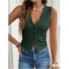 imageSOLY HUX Womens Sleeveless Vest V Neck Button Down Tank Top Summer Waistcoat CardiganPlain Green