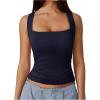 imageSOLY HUX Womens Square Neck Basic Tank Top Sleeveless Ribbed Knit Shirts Layered Vest TopsDark Blue
