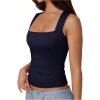 imageSOLY HUX Womens Square Neck Basic Tank Top Sleeveless Ribbed Knit Shirts Layered Vest TopsDark Blue
