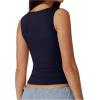 imageSOLY HUX Womens Square Neck Basic Tank Top Sleeveless Ribbed Knit Shirts Layered Vest TopsDark Blue