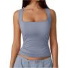 imageSOLY HUX Womens Square Neck Basic Tank Top Sleeveless Ribbed Knit Shirts Layered Vest TopsDusty Blue