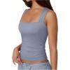 imageSOLY HUX Womens Square Neck Basic Tank Top Sleeveless Ribbed Knit Shirts Layered Vest TopsDusty Blue