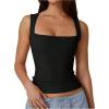 imageSOLY HUX Womens Square Neck Basic Tank Top Sleeveless Ribbed Knit Shirts Layered Vest TopsPlain Black