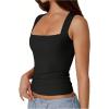 imageSOLY HUX Womens Square Neck Basic Tank Top Sleeveless Ribbed Knit Shirts Layered Vest TopsPlain Black
