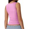 imageSOLY HUX Womens Square Neck Basic Tank Top Sleeveless Ribbed Knit Shirts Layered Vest TopsPlain Pink