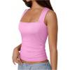 imageSOLY HUX Womens Square Neck Basic Tank Top Sleeveless Ribbed Knit Shirts Layered Vest TopsPlain Pink