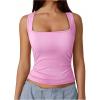 imageSOLY HUX Womens Square Neck Basic Tank Top Sleeveless Ribbed Knit Shirts Layered Vest TopsPlain Pink