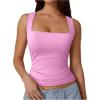 imageSOLY HUX Womens Square Neck Basic Tank Top Sleeveless Ribbed Knit Shirts Layered Vest TopsPlain Pink