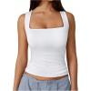 imageSOLY HUX Womens Square Neck Basic Tank Top Sleeveless Ribbed Knit Shirts Layered Vest TopsPlain White