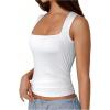 imageSOLY HUX Womens Square Neck Basic Tank Top Sleeveless Ribbed Knit Shirts Layered Vest TopsPlain White