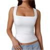 imageSOLY HUX Womens Square Neck Basic Tank Top Sleeveless Ribbed Knit Shirts Layered Vest TopsPlain White