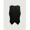 imageSOLY HUX Womens Striped V Neck Sleeveless Button Front Blazer Vest WaistcoatBlack Striped