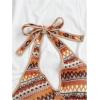 imageSOLY HUX Womens Summer Halter Backless Crop Top V Neck Geo Print Boho Vest Vacation TopsOrange Multi