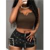 imageSOLY HUX Womens V Neck Crop Tops Basic Trendy Notched Sleeveless Slim Fit Summer Y2k Sexy Crop Tank TopPlain Brown