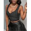 imageSOLY HUX Womens V Neck Crop Tops Basic Trendy Notched Sleeveless Slim Fit Summer Y2k Sexy Crop Tank TopPlain Grey