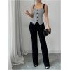 imageSOLY HUX Womens Vintage Tank Tops Button Down Houndstooth Vest Sleeveless Fitted TopBlack and White