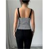 imageSOLY HUX Womens Vintage Tank Tops Button Down Houndstooth Vest Sleeveless Fitted TopBlack and White