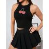imageSOLY HUX Womens Y2k Printed Crop Top Cute Graphic Vest Summer Going Out Tank ShirtsBlack Graphic