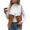 imageSOLY HUX Womens Casual Open Front Lapel Suede Vest Jacket Sleeveless Fleece Outerwear CoatPure Brown
