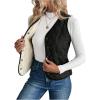 imageSOLY HUX Womens Fleece Puffer Vest Jacket V Neck Sleeveless Button Down Warm Outerwear CoatPure Black