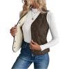 imageSOLY HUX Womens Fleece Puffer Vest Jacket V Neck Sleeveless Button Down Warm Outerwear CoatSolid Coffee Brown