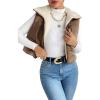 imageSOLY HUX Womens Fleece Puffer Vest Sleeveless Crop Teddy Jacket Zip Up Winter Coat OuterwearChocolate Brown