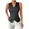 imageSOLY HUX Womens Sleeveless V Neck Button Front Blazer Vest WaistcoatSolid Black