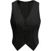 imageSOLY HUX Womens Striped V Neck Sleeveless Button Front Blazer Vest WaistcoatBlack Striped