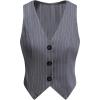 imageSOLY HUX Womens Striped V Neck Sleeveless Button Front Blazer Vest WaistcoatGrey Striped