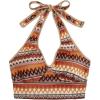 imageSOLY HUX Womens Summer Halter Backless Crop Top V Neck Geo Print Boho Vest Vacation TopsOrange Multi
