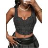 imageSOLY HUX Womens V Neck Crop Tops Basic Trendy Notched Sleeveless Slim Fit Summer Y2k Sexy Crop Tank TopPlain Grey
